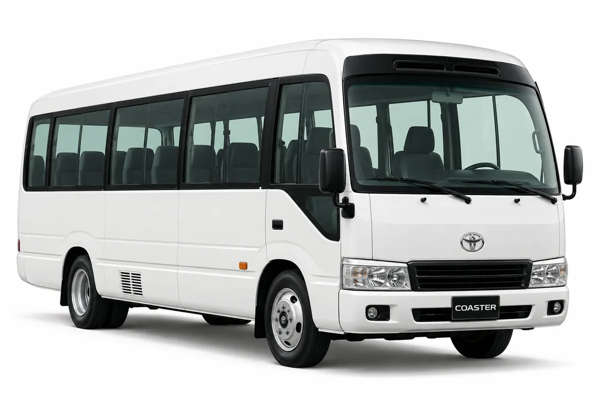 Toyota Coaster Bus available for car hire in Abuja — additional view